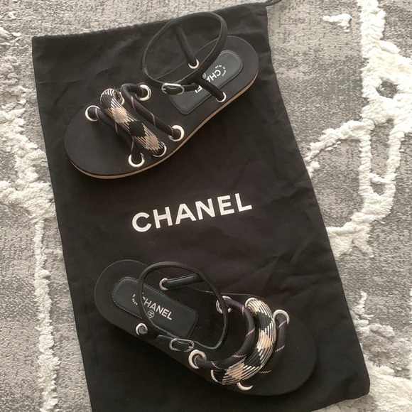 Chanel NWOT Black Rope Sandals size 36 - Picture 5 of 17